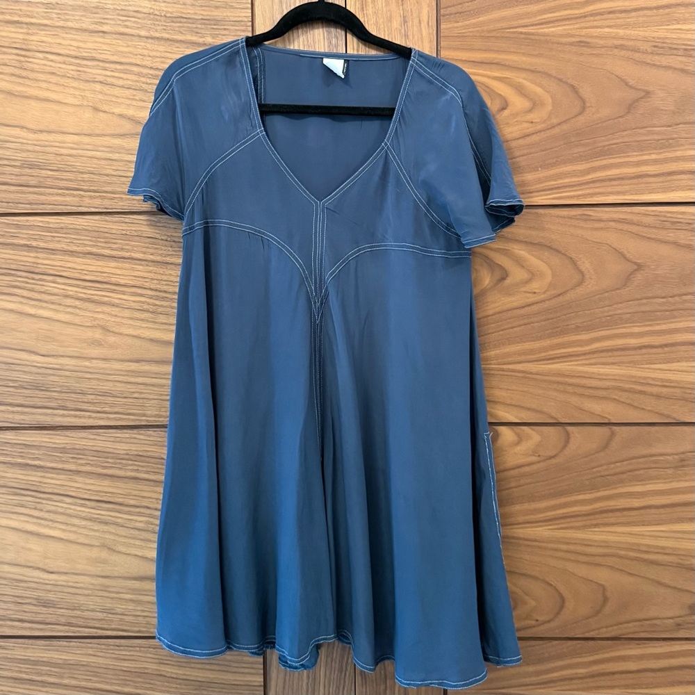Anthropologie Akemi + Kin Bari V-Neck Tunic Dress/Top Slate Blue - Sz S